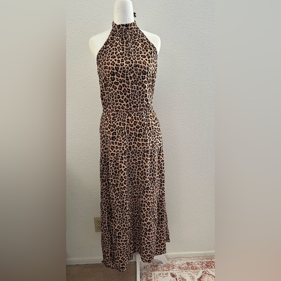 PrettyGarden Dresses & Skirts - PrettyGarden Leopard Print Halter dress size M 100% viscose